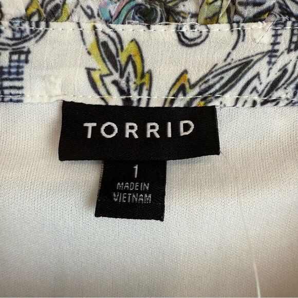 Torrid Mini Clip Dot Front Keyhole White and Blue Floral Dress Torrid Size 1 NWT - Picture 8 of 9